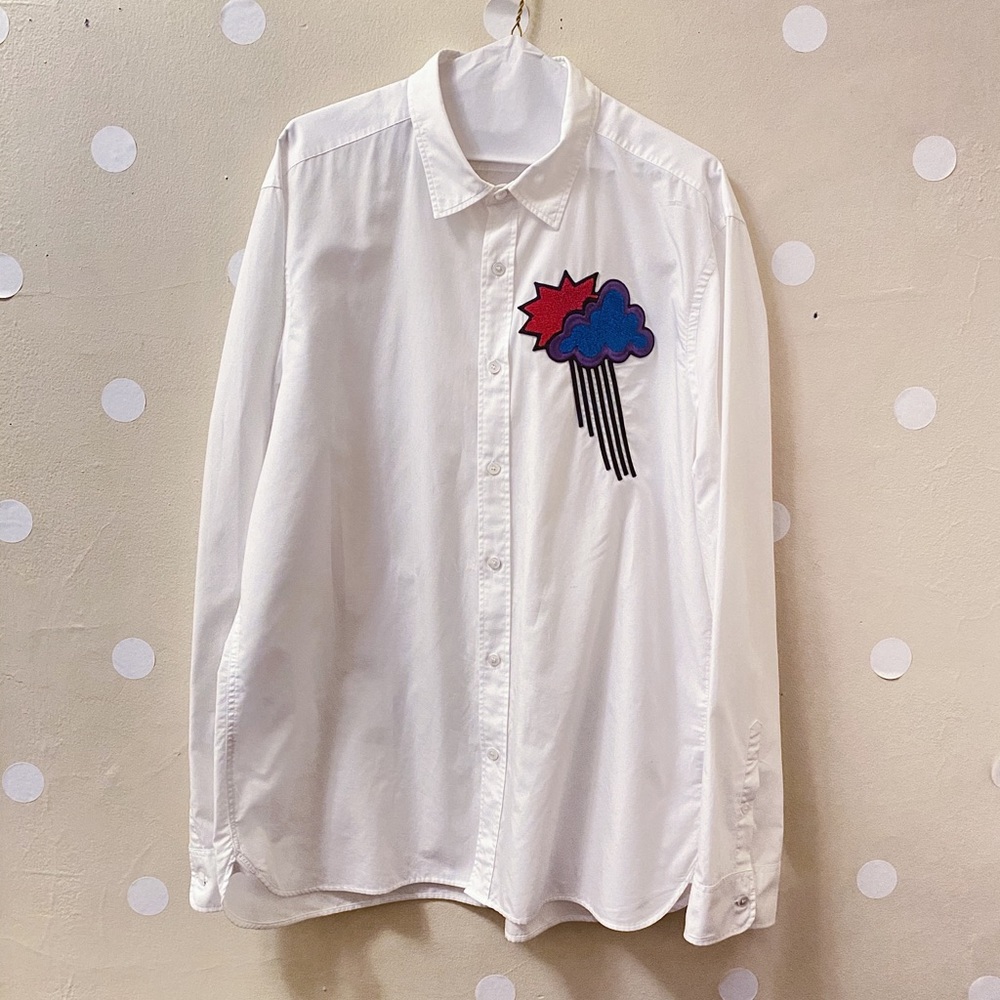 Burberry White Cloud Embroidery Shirt XXL